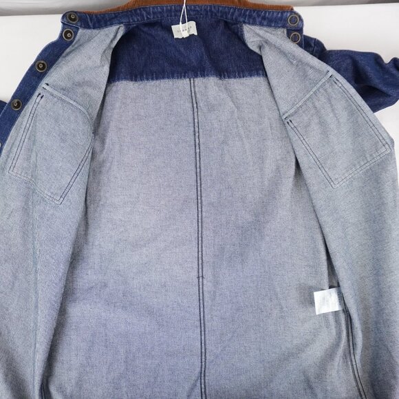 Sezane Mathilde Long-Sleeve Short Dress in Deep Blue Denim - US Size 6 - NWT - Picture 3 of 7